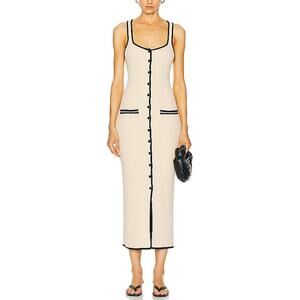 L'Academie 'By Marianna' Beige Cotton Havilah Midi Dress Size M